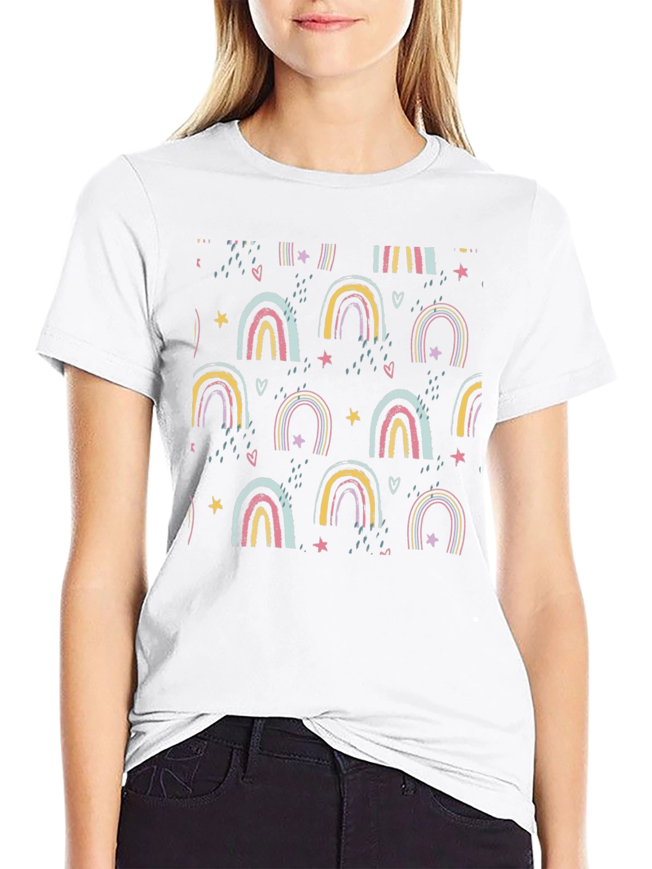 Rainbow Pattern Black T-Shirt