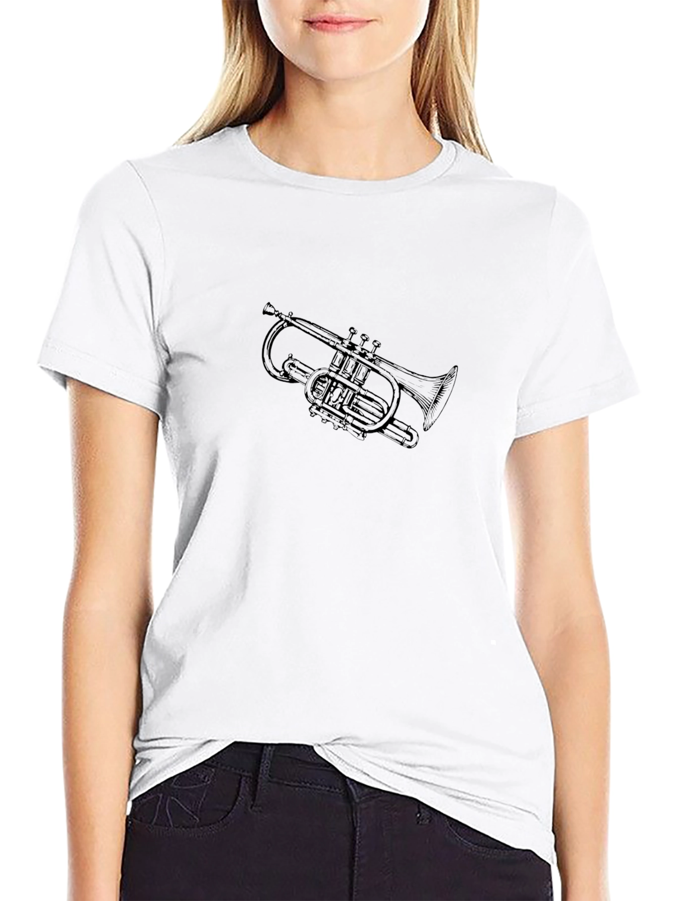 Trumpet Graphic Tee - Classic Black Cotton T-Shirt