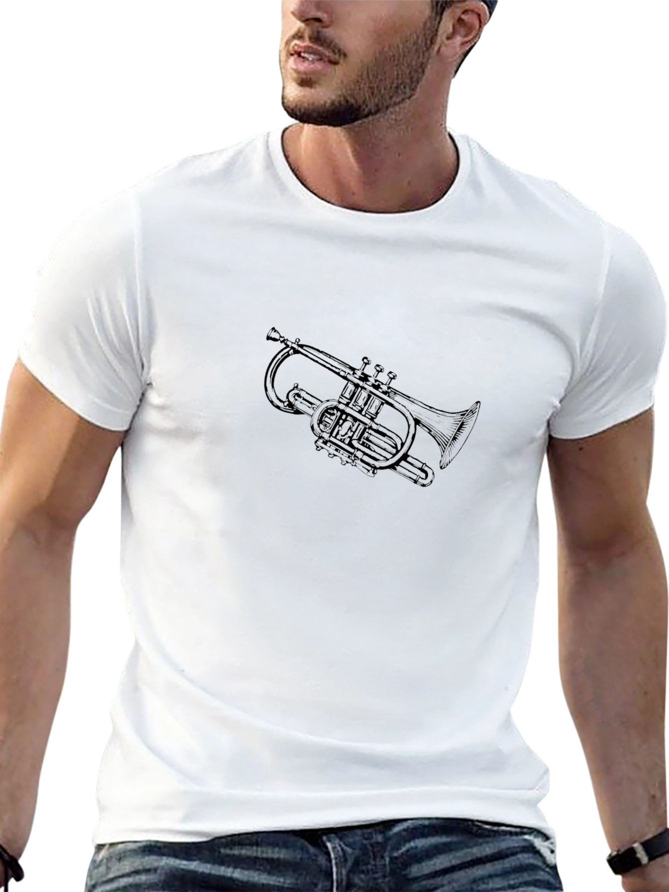 Trumpet Graphic Tee - Classic Black Cotton T-Shirt
