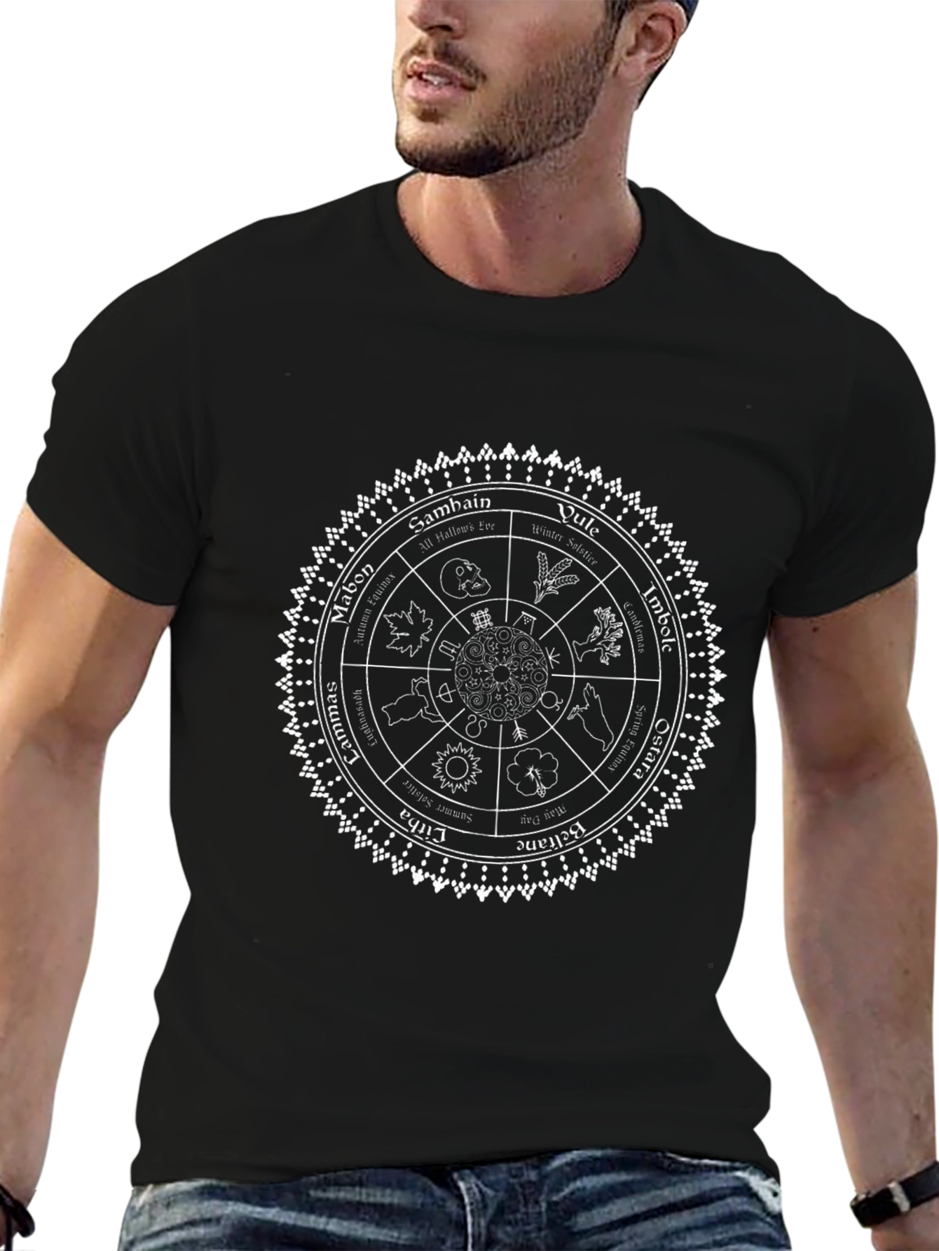 Wiccan Wheel of the Year Black T-Shirt