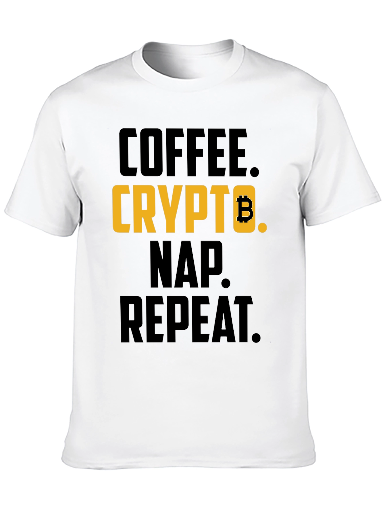 Coffee Crypto Nap Repeat T-Shirt - Bitcoin Design