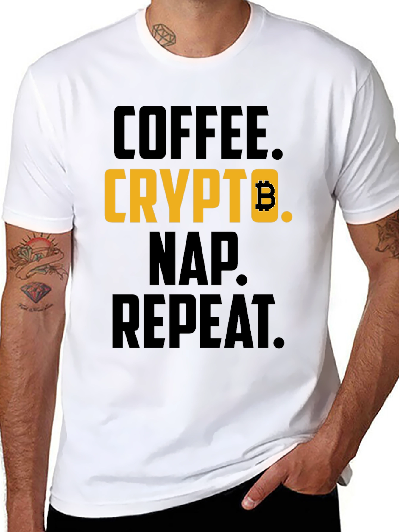 Coffee Crypto Nap Repeat T-Shirt - Bitcoin Design