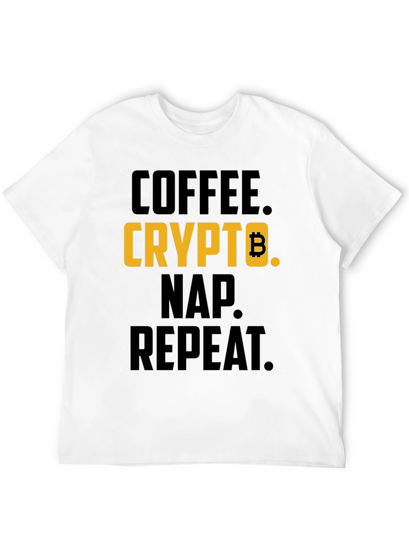 Coffee Crypto Nap Repeat T-Shirt - Bitcoin Design