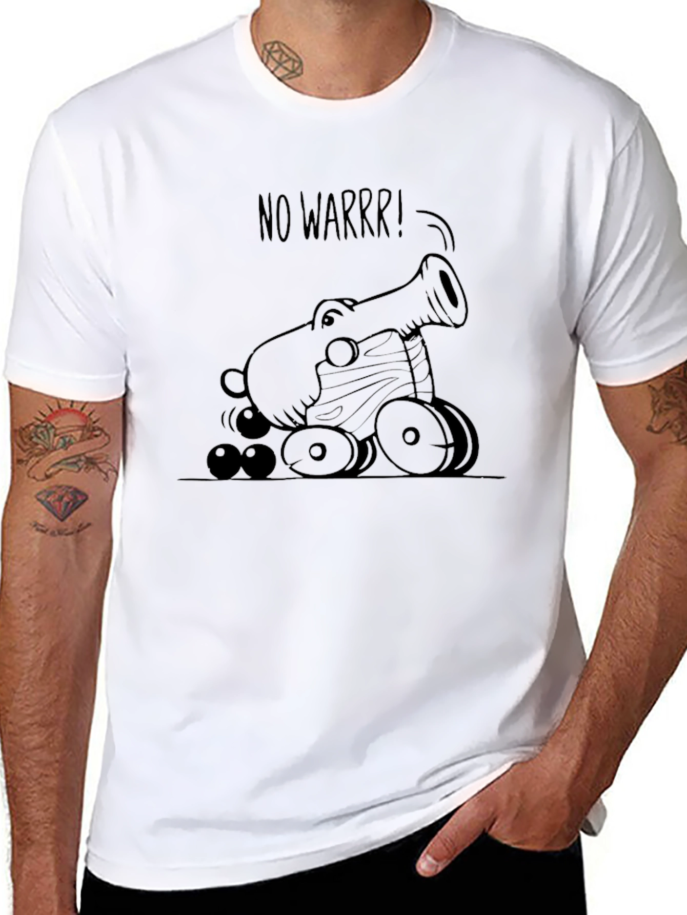 Funny No Warrr! Cannon Graphic T-Shirt