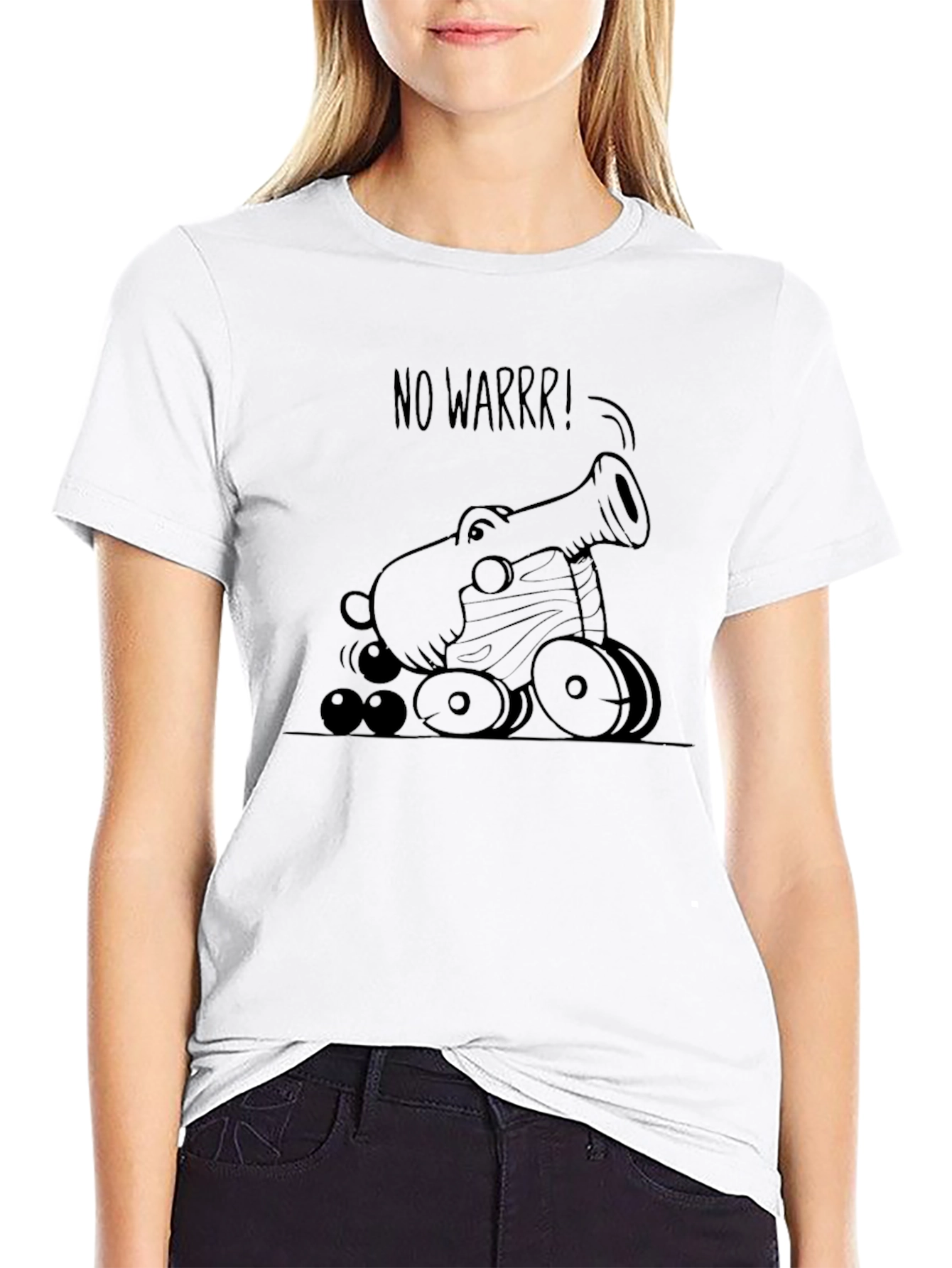 Funny No Warrr! Cannon Graphic T-Shirt