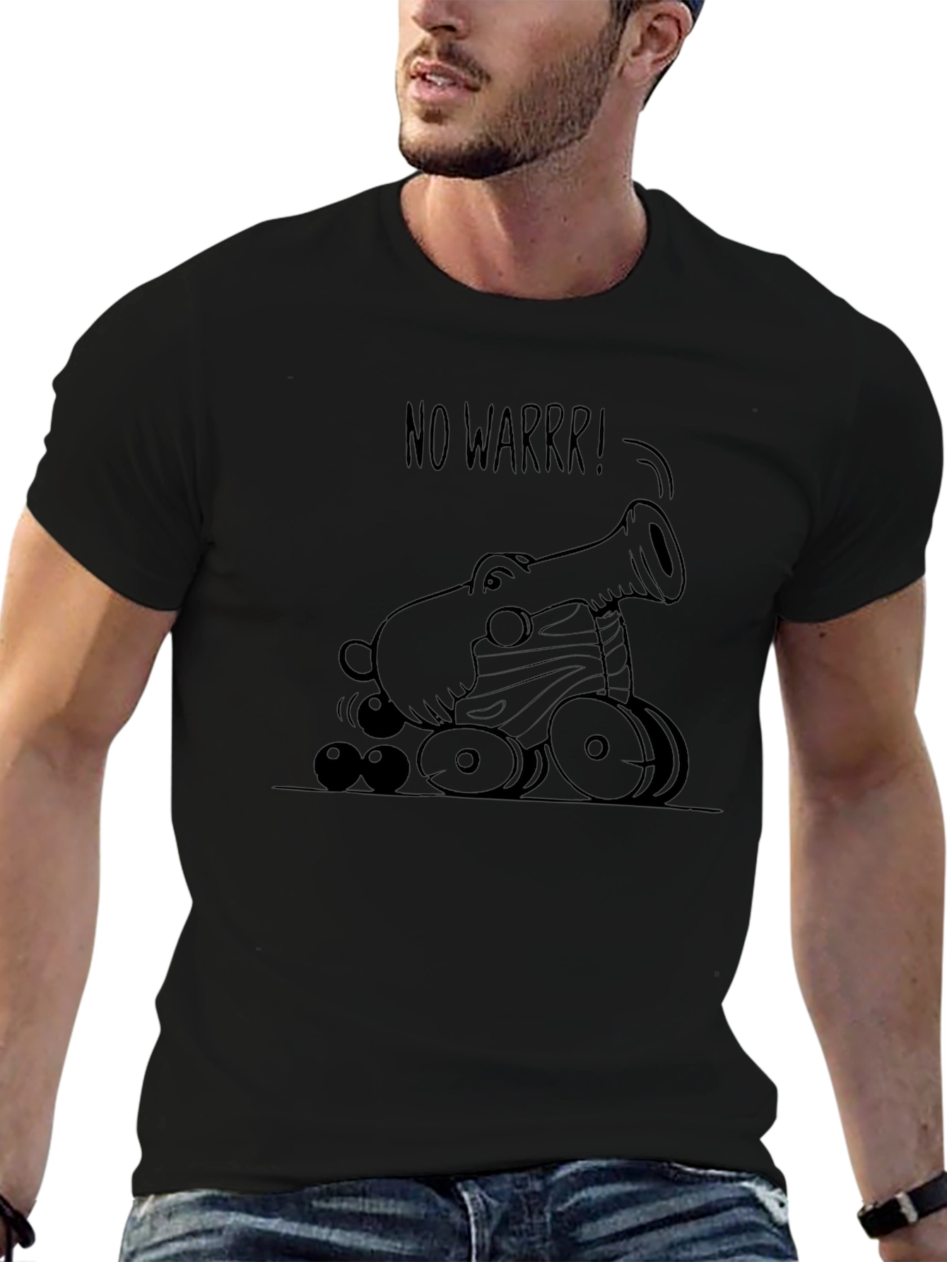 Funny No Warrr! Cannon Graphic T-Shirt