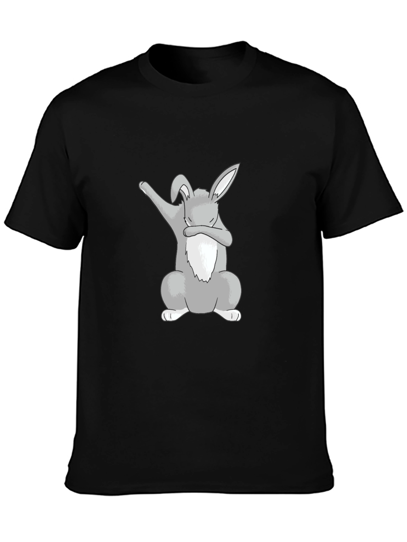 Dabbing Bunny Graphic Tee - Black Cotton Shirt