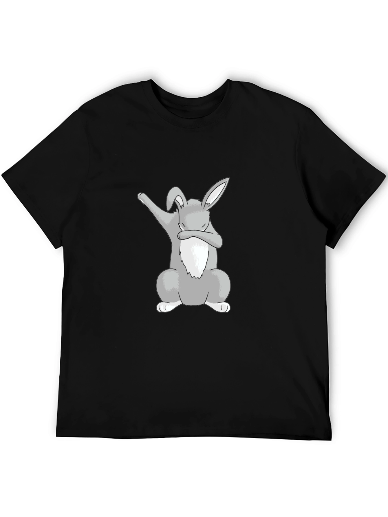 Dabbing Bunny Graphic Tee - Black Cotton Shirt