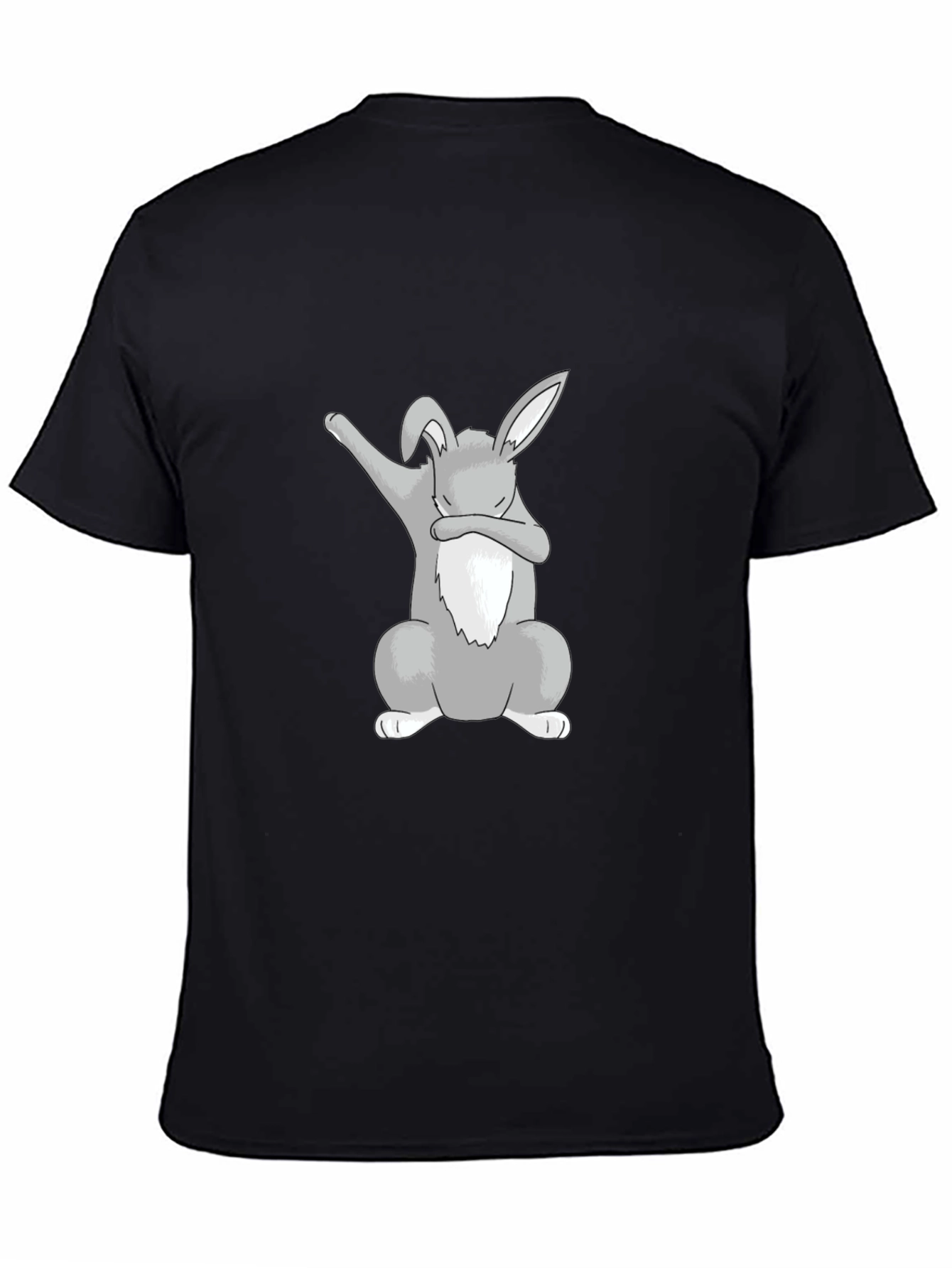 Dabbing Bunny Graphic Tee - Black Cotton Shirt