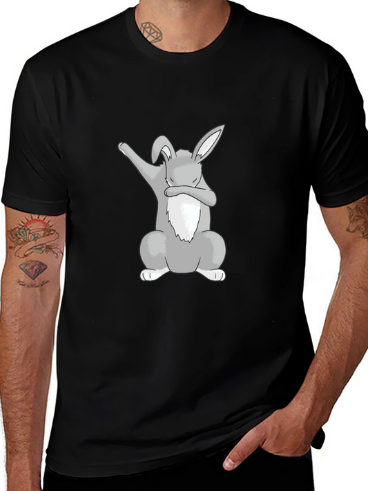 Dabbing Bunny Graphic Tee - Black Cotton Shirt