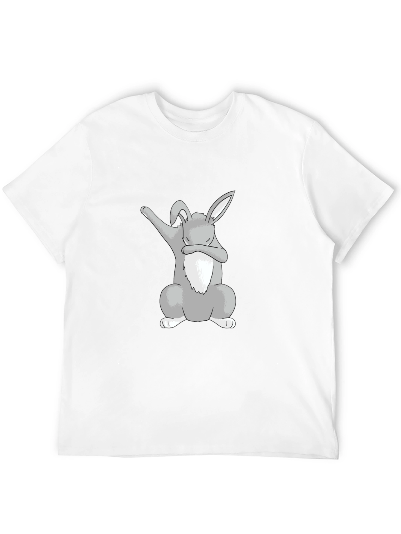 Dabbing Bunny Graphic Tee - Black Cotton Shirt