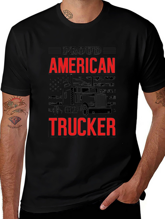 Proud American Trucker Graphic T-Shirt