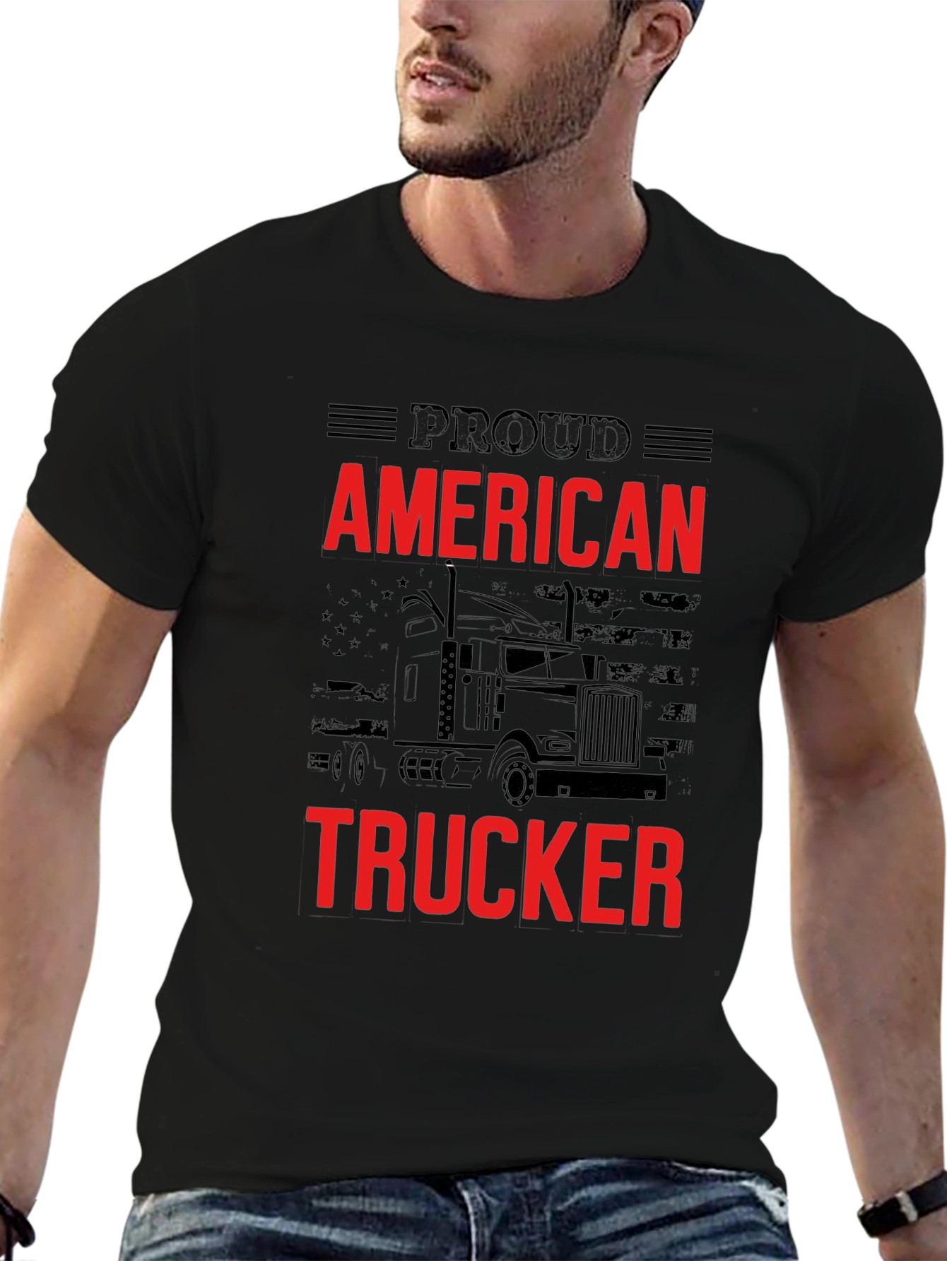 Proud American Trucker Graphic T-Shirt
