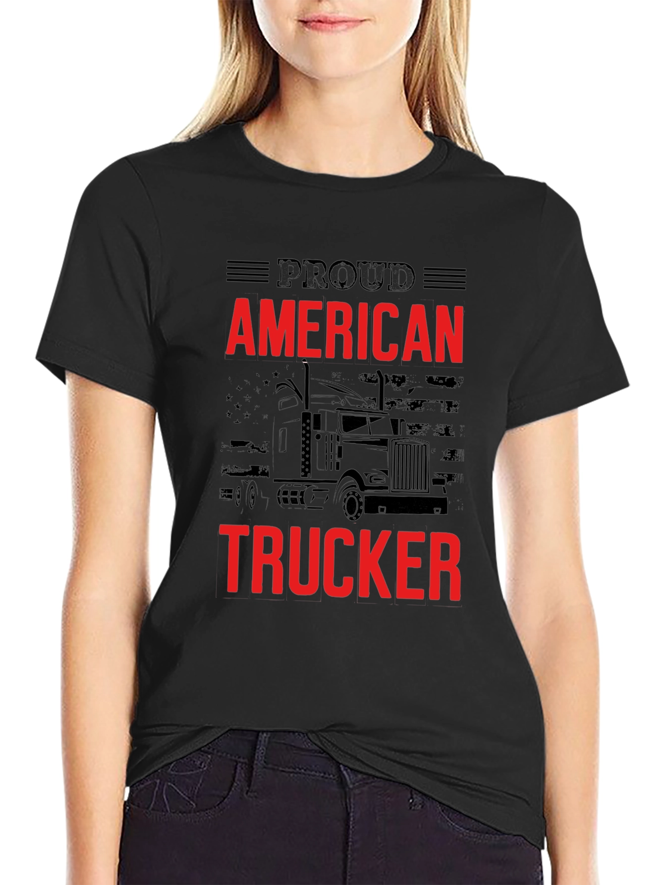 Proud American Trucker Graphic T-Shirt