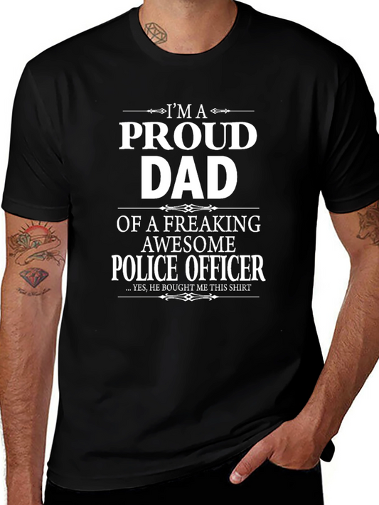 Proud Dad Police Officer Graphic T-Shirt