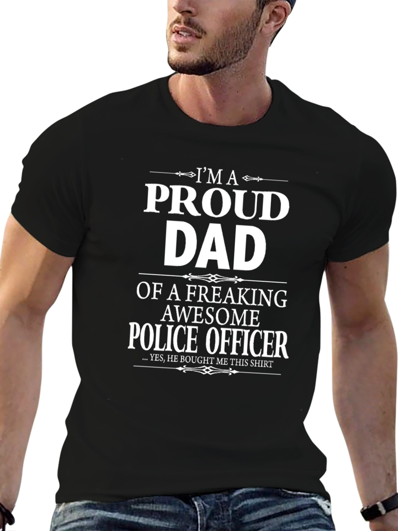 Proud Dad Police Officer Graphic T-Shirt