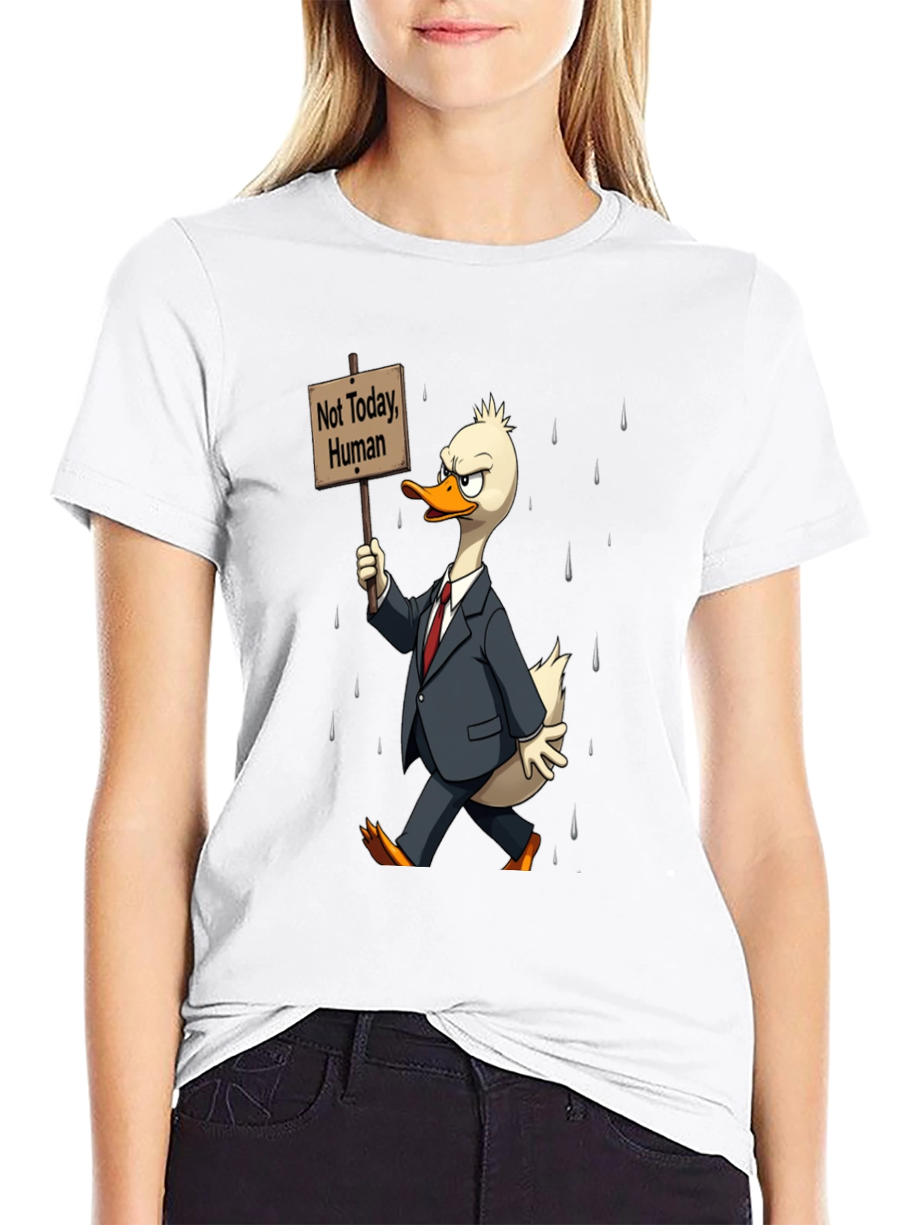 Not Today Human T-Shirt - Funny Duck Protest