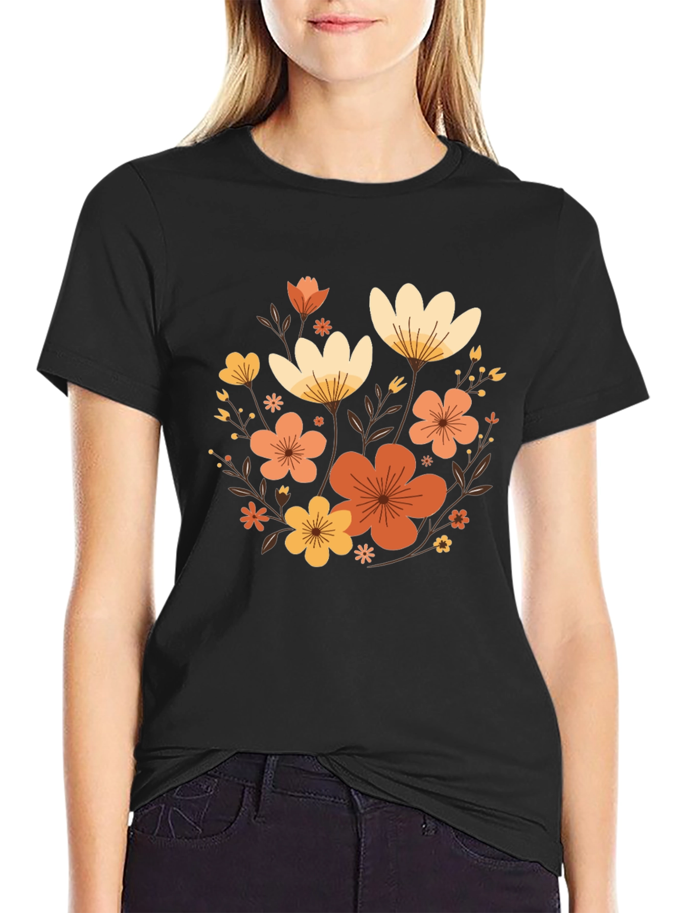 Floral Graphic Black T-Shirt - Stylish Casual Wear