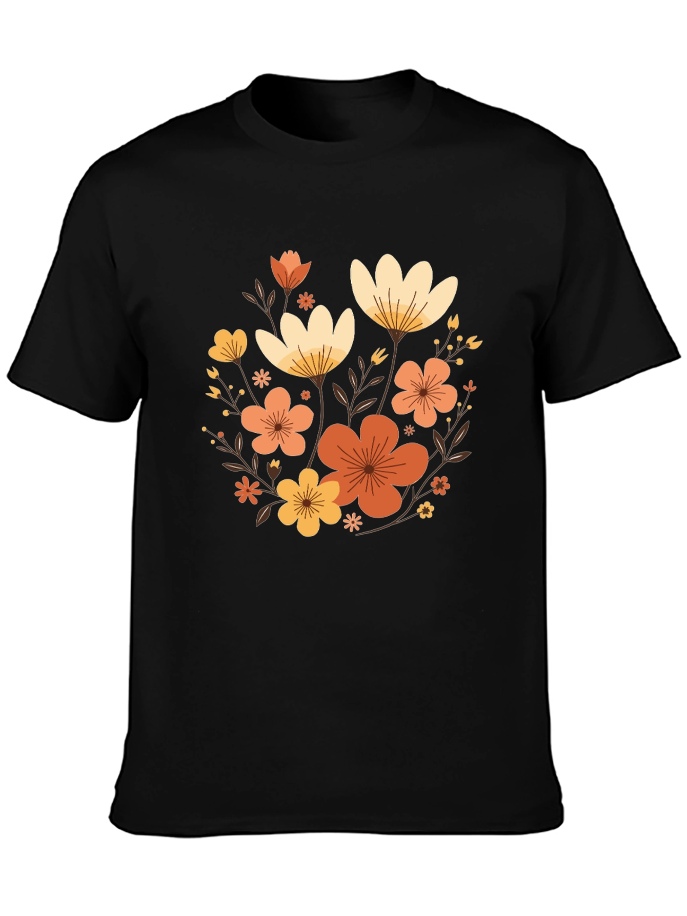 Floral Graphic Black T-Shirt - Stylish Casual Wear