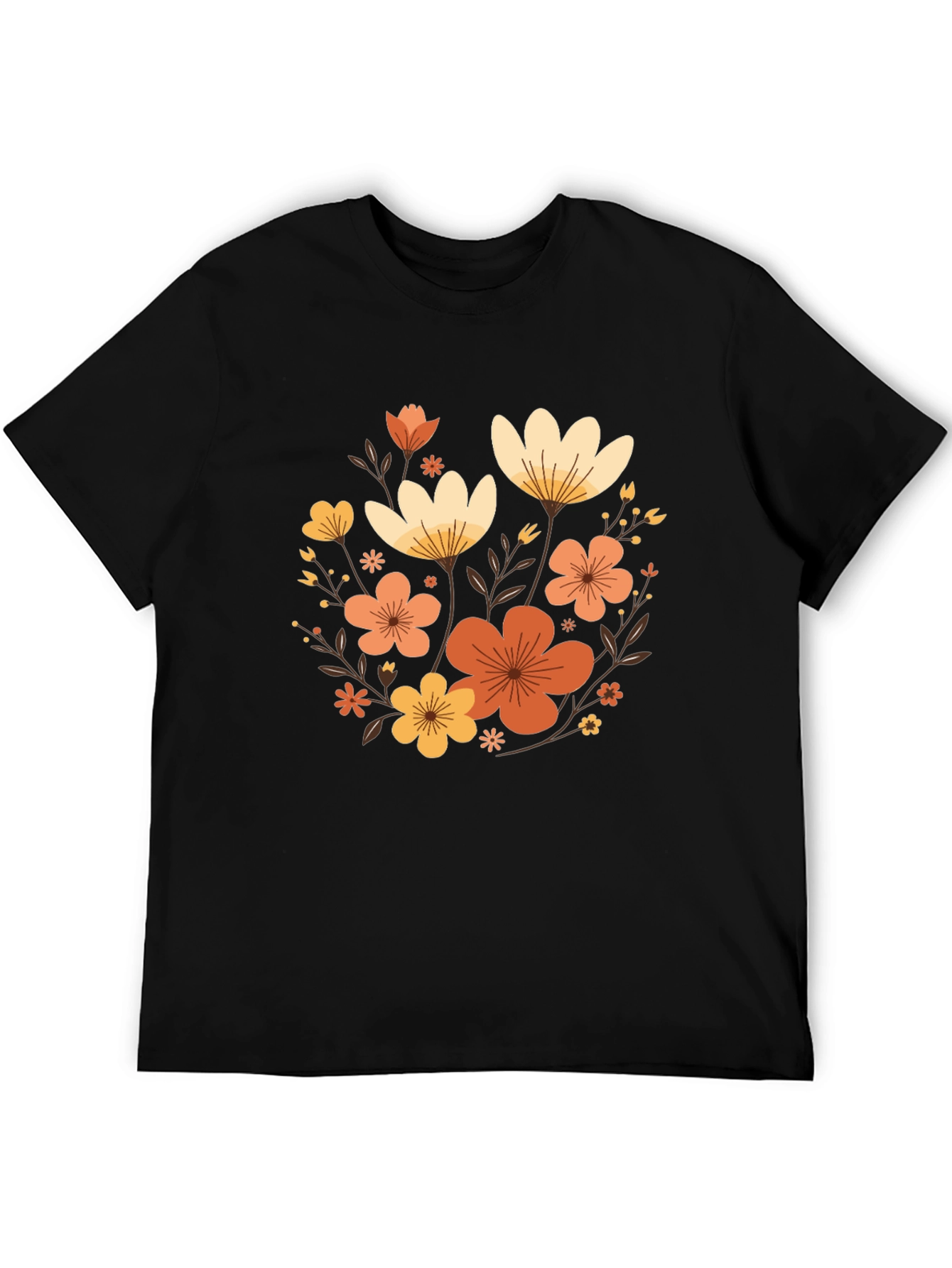 Floral Graphic Black T-Shirt - Stylish Casual Wear