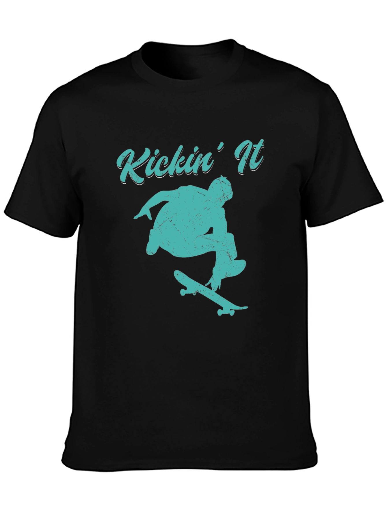 Kickin It Skateboard Graphic Tee - Black