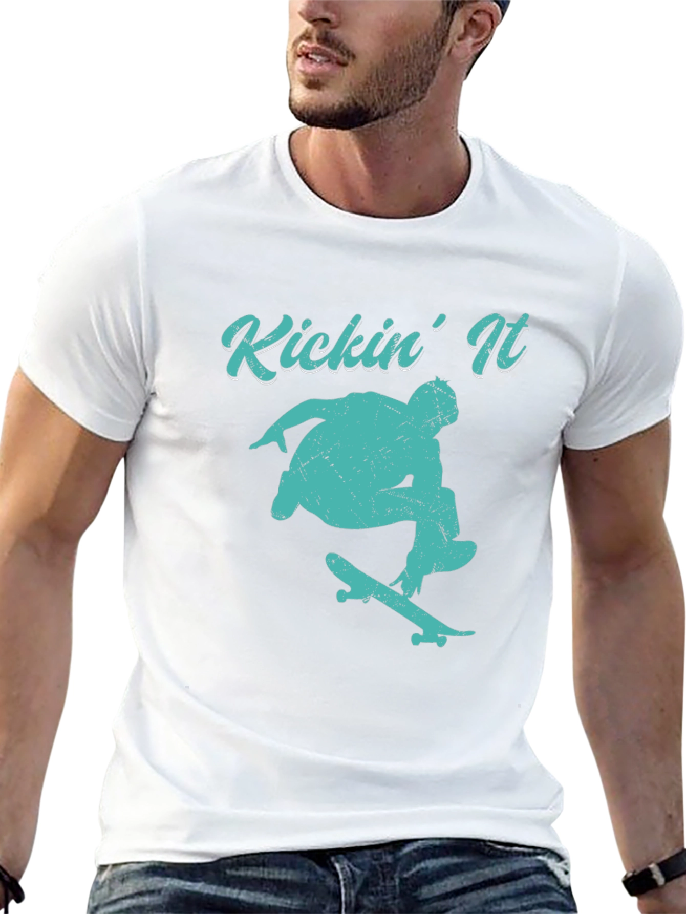Kickin It Skateboard Graphic Tee - Black