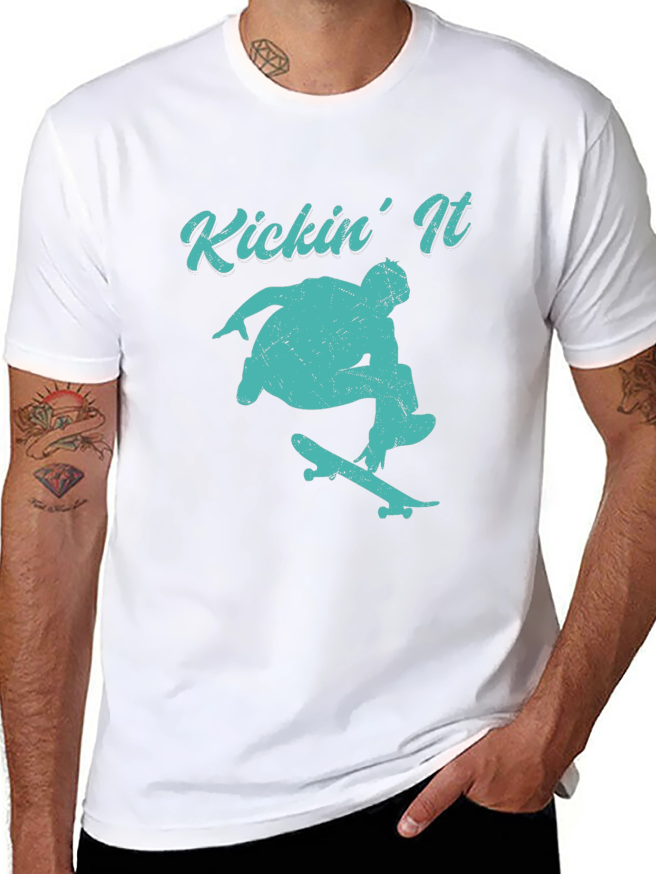 Kickin It Skateboard Graphic Tee - Black