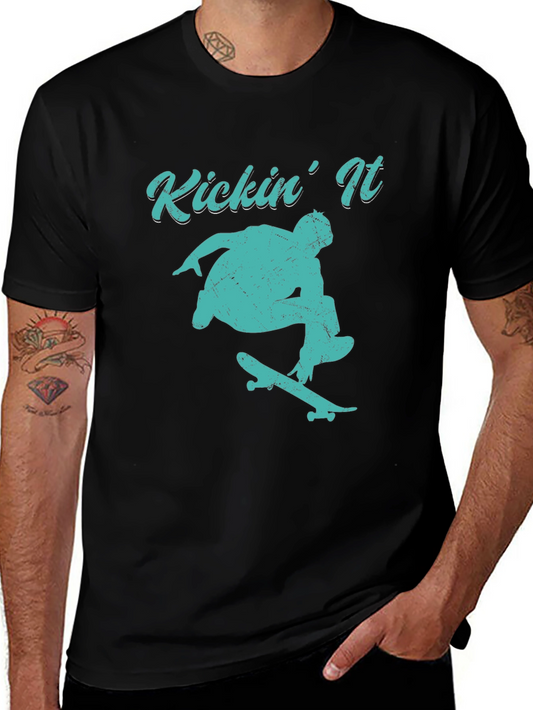 Kickin It Skateboard Graphic Tee - Black