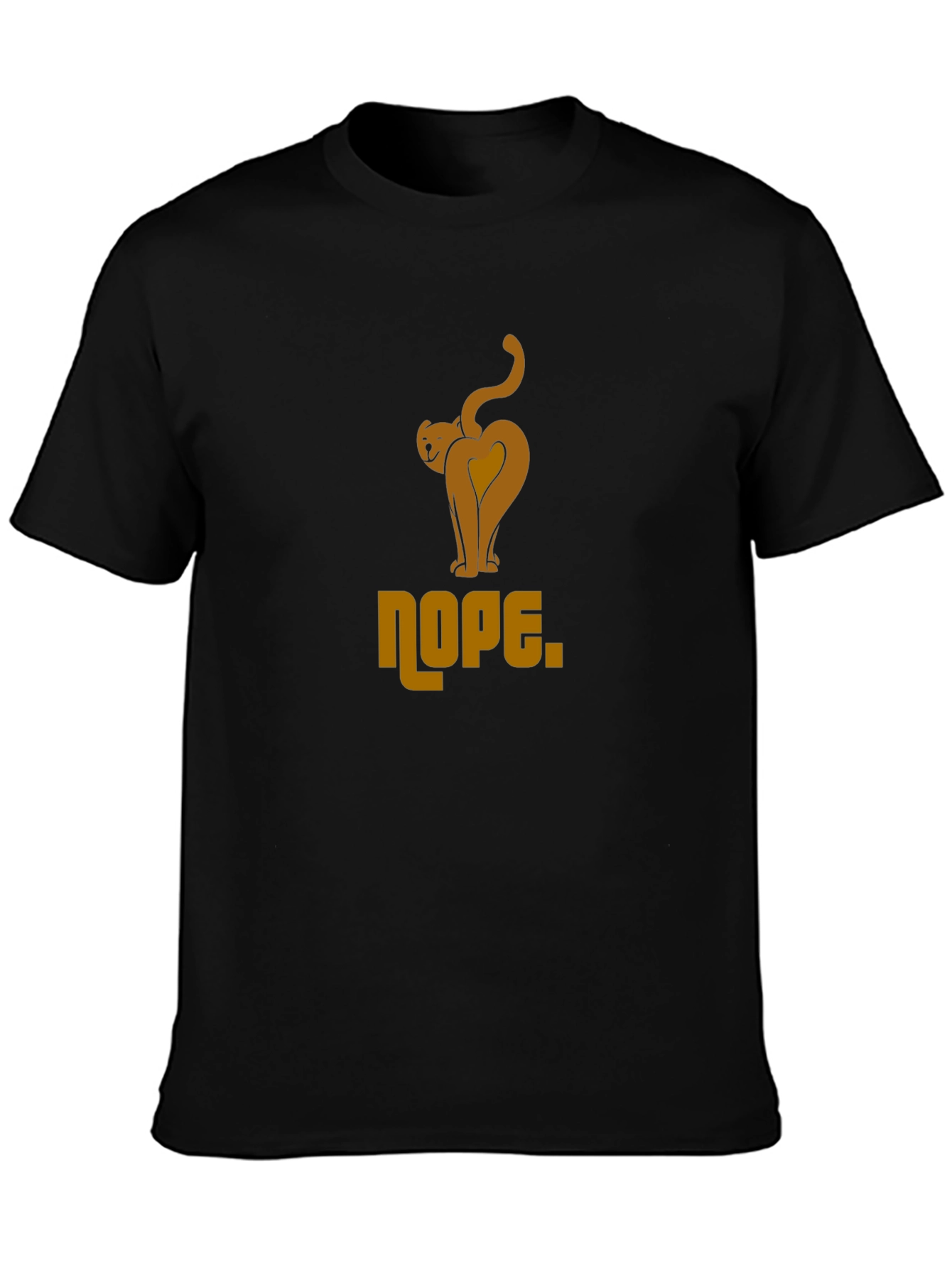 Nope Cat Graphic Tee - Black Cotton Blend