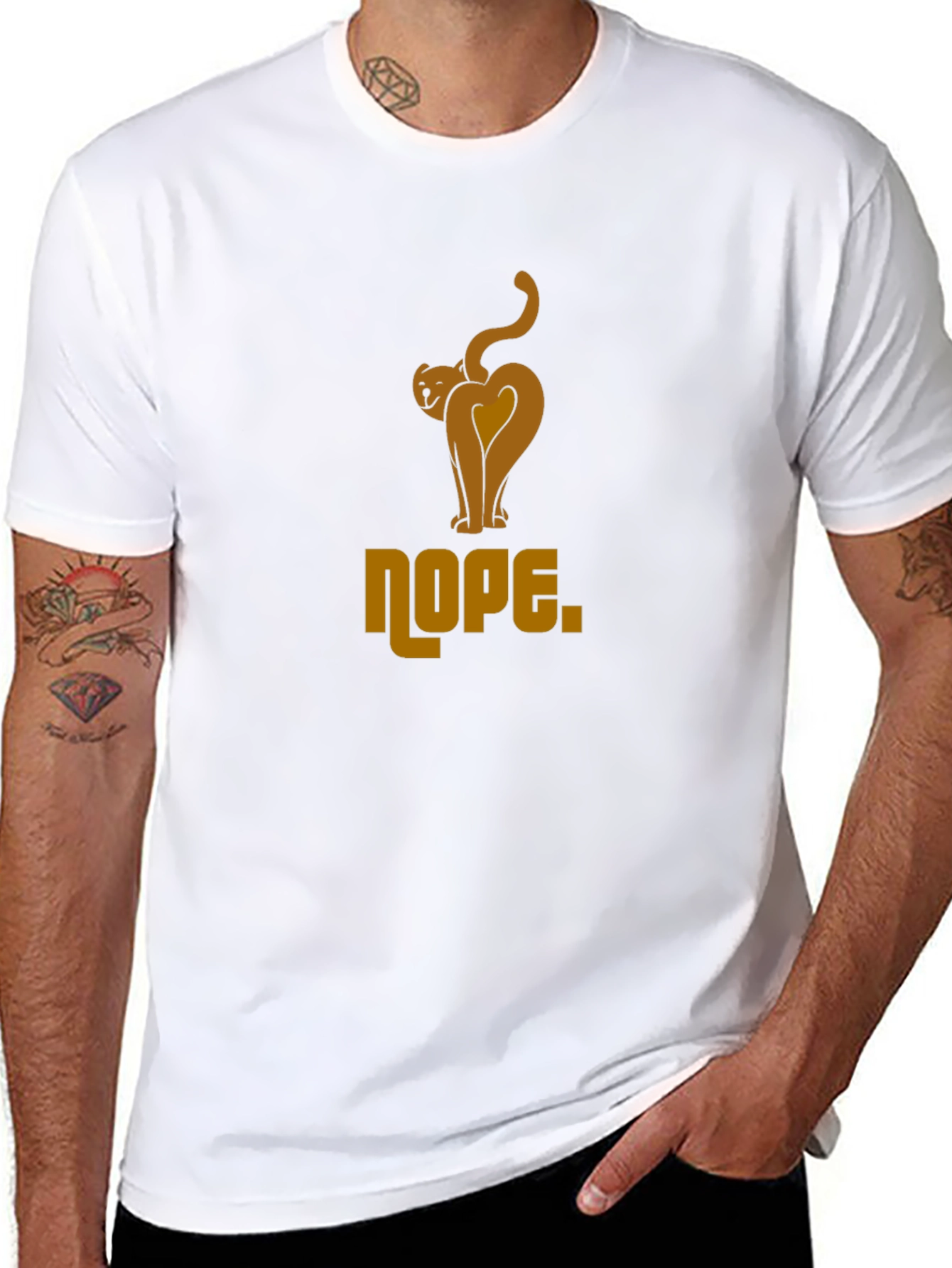 Nope Cat Graphic Tee - Black Cotton Blend