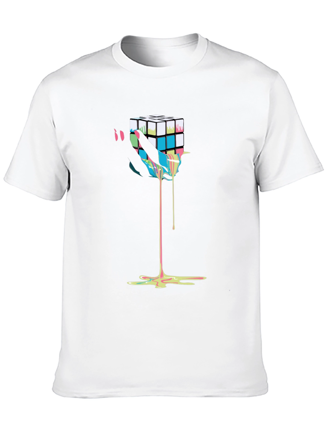 Rubiks Cube Drip Graphic Tee - Modern Art T-Shirt