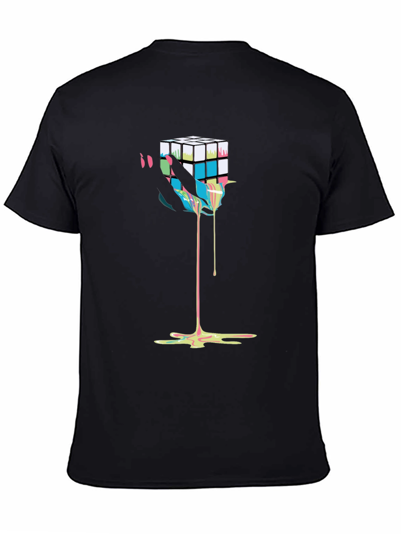 Rubiks Cube Drip Graphic Tee - Modern Art T-Shirt