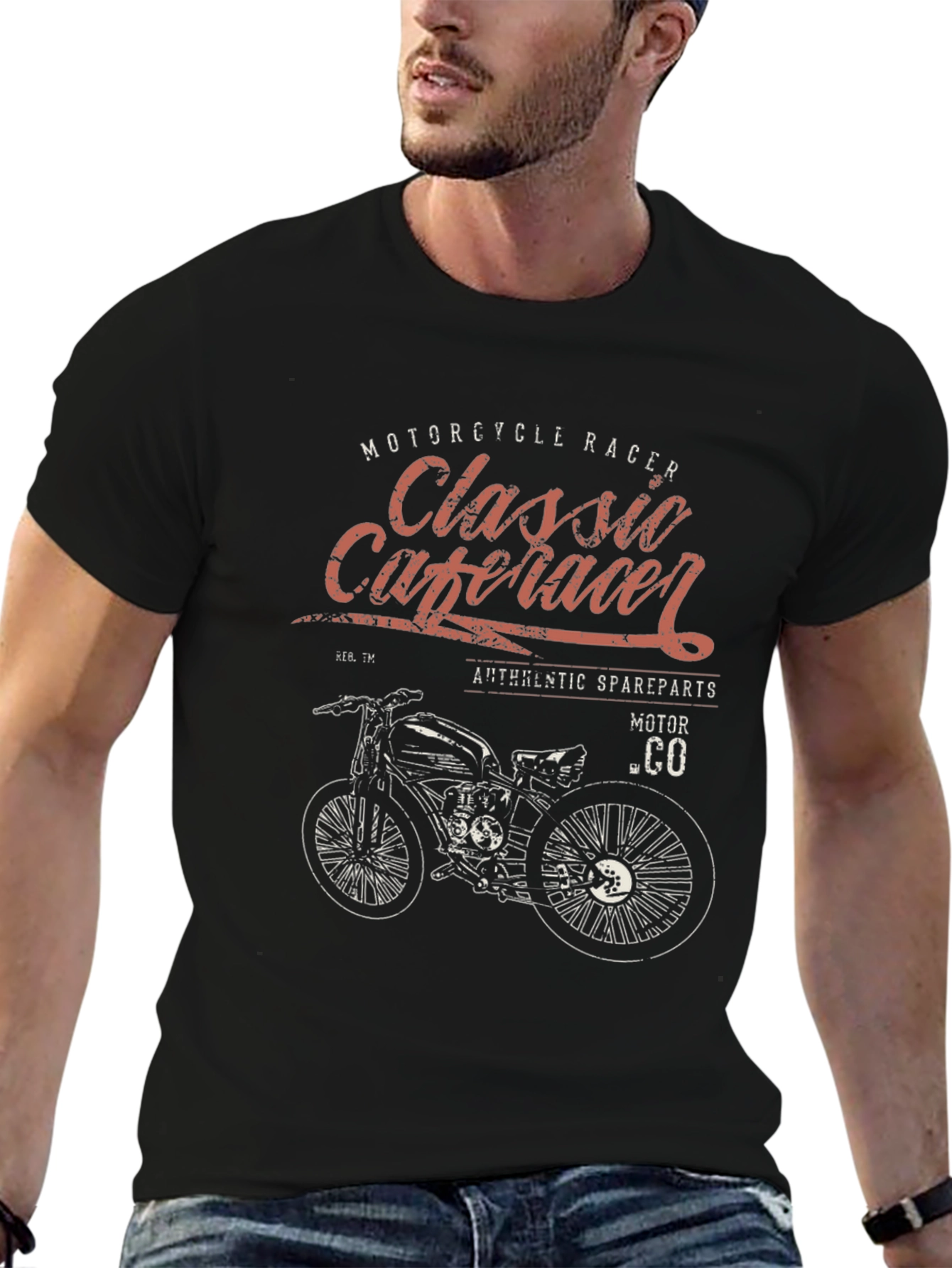 Classic Cafe Racer Motorcycle Graphic T-Shirt