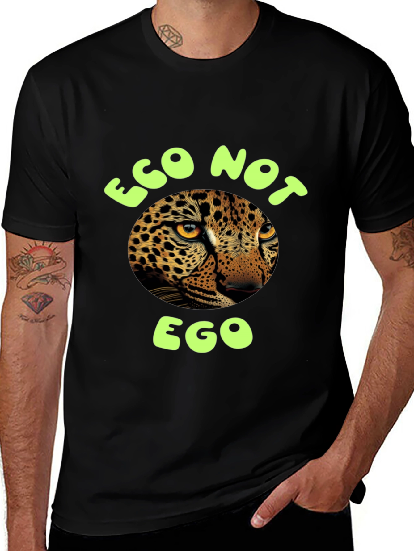 Eco Not Ego Leopard Graphic Tee