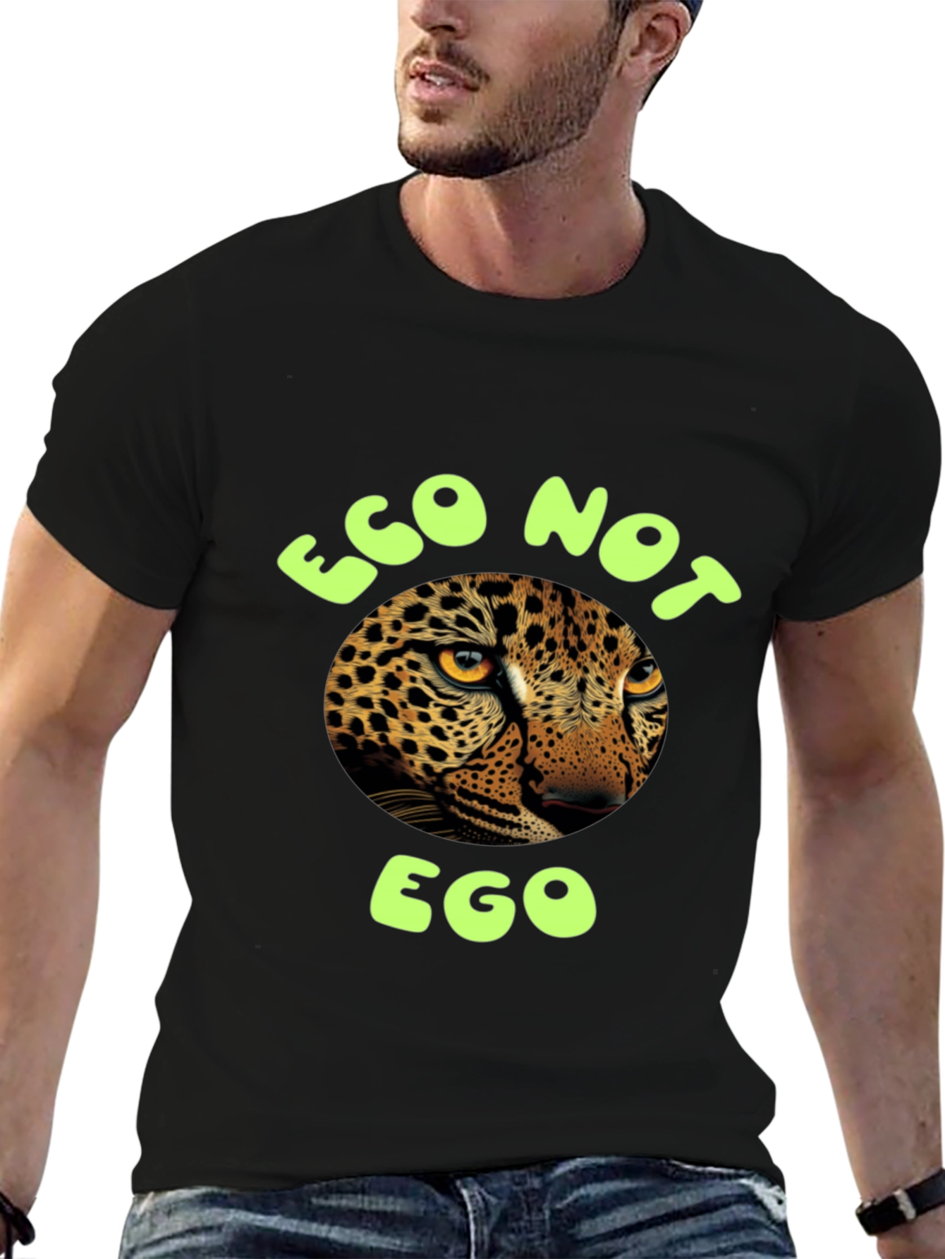Eco Not Ego Leopard Graphic Tee
