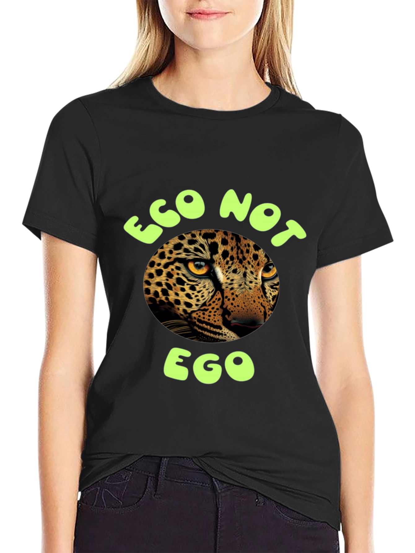 Eco Not Ego Leopard Graphic Tee