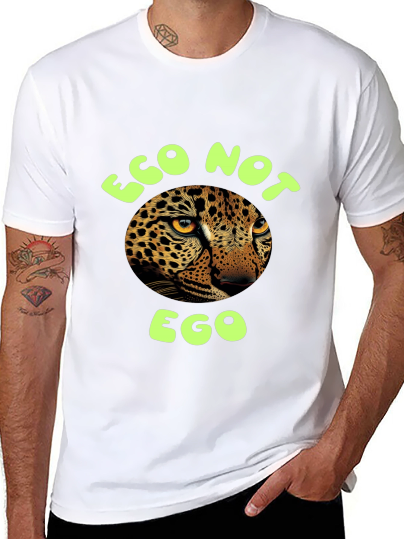 Eco Not Ego Leopard Graphic Tee