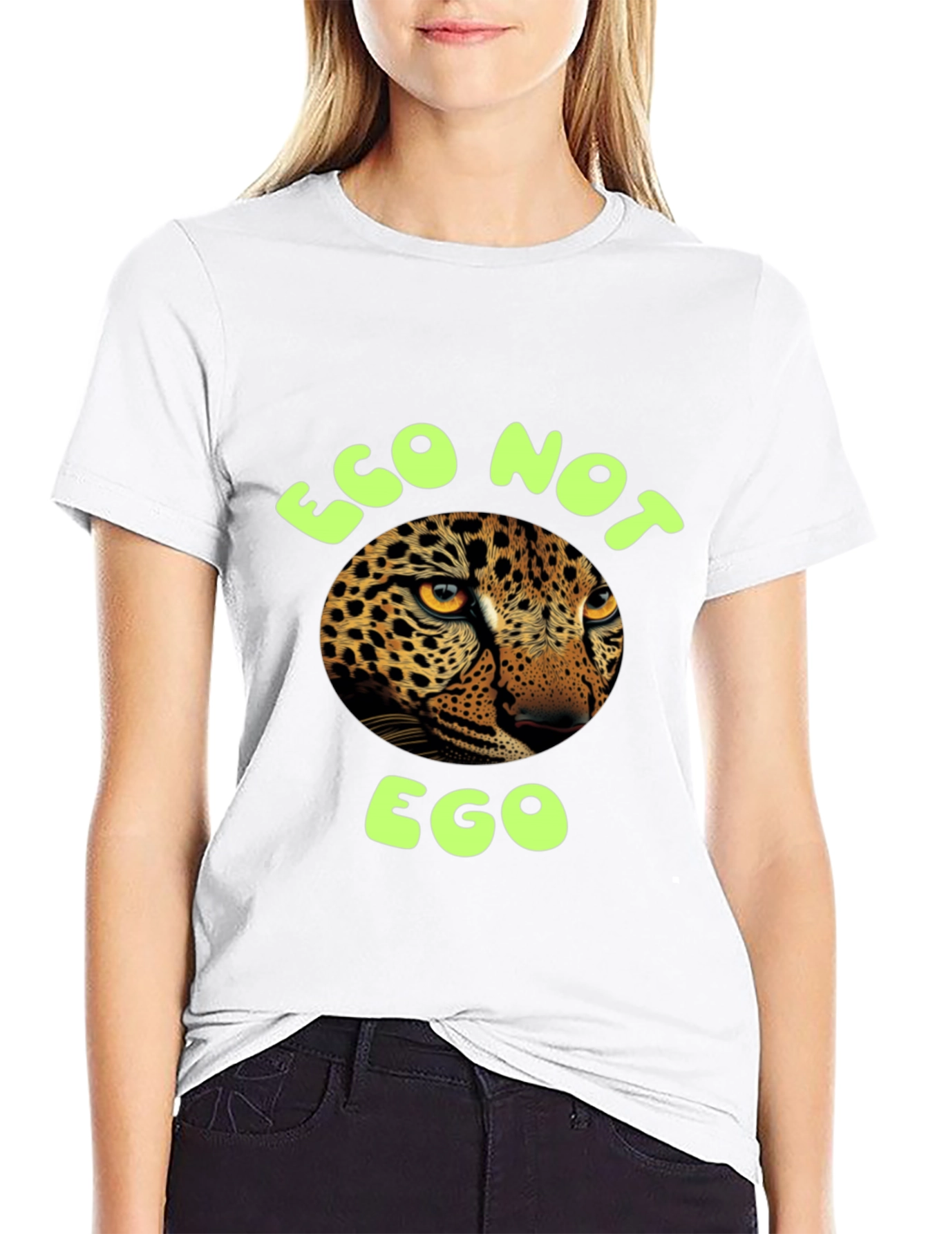 Eco Not Ego Leopard Graphic Tee