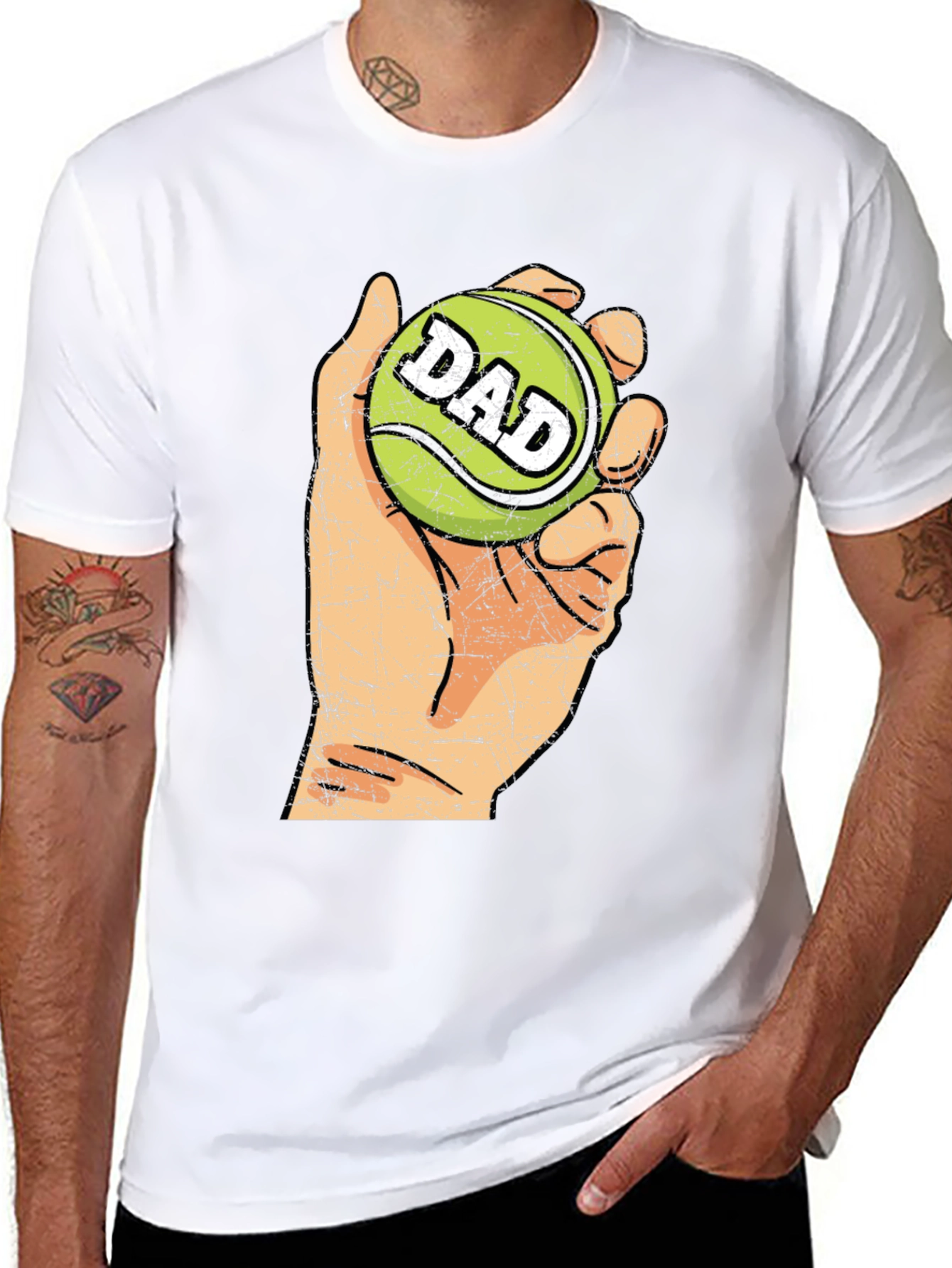 Dad Tennis Ball Graphic Tee - Novelty T-Shirt