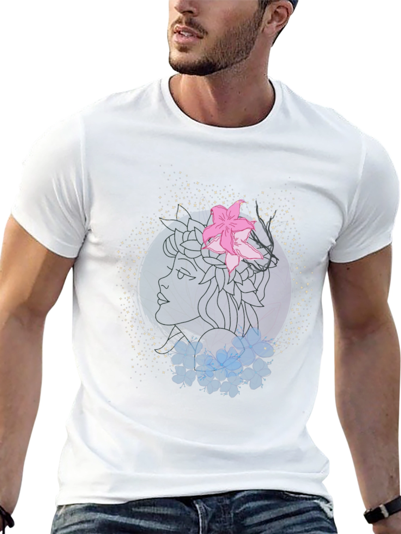 Floral Graphic Print Black T-Shirt