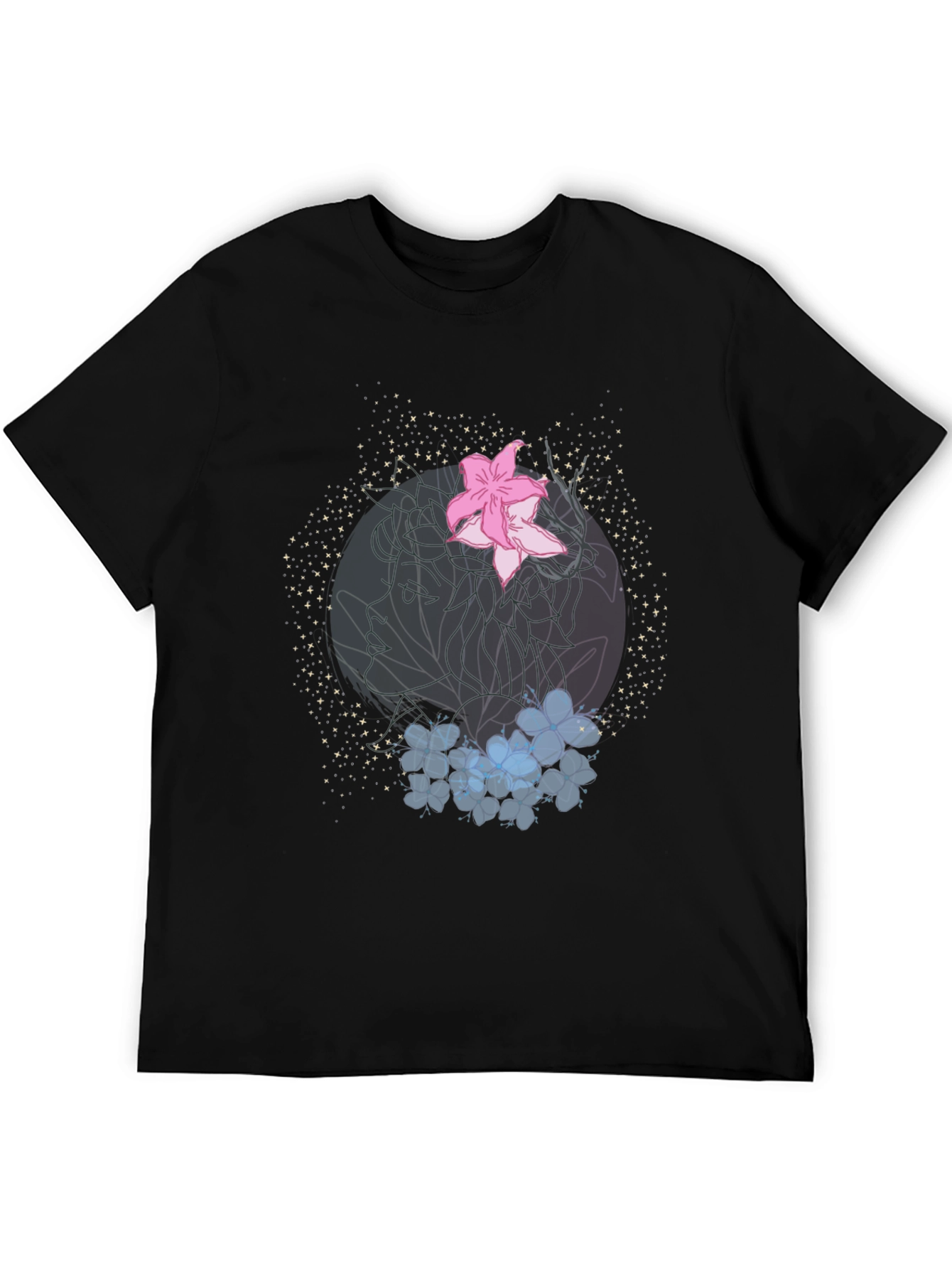 Floral Graphic Print Black T-Shirt
