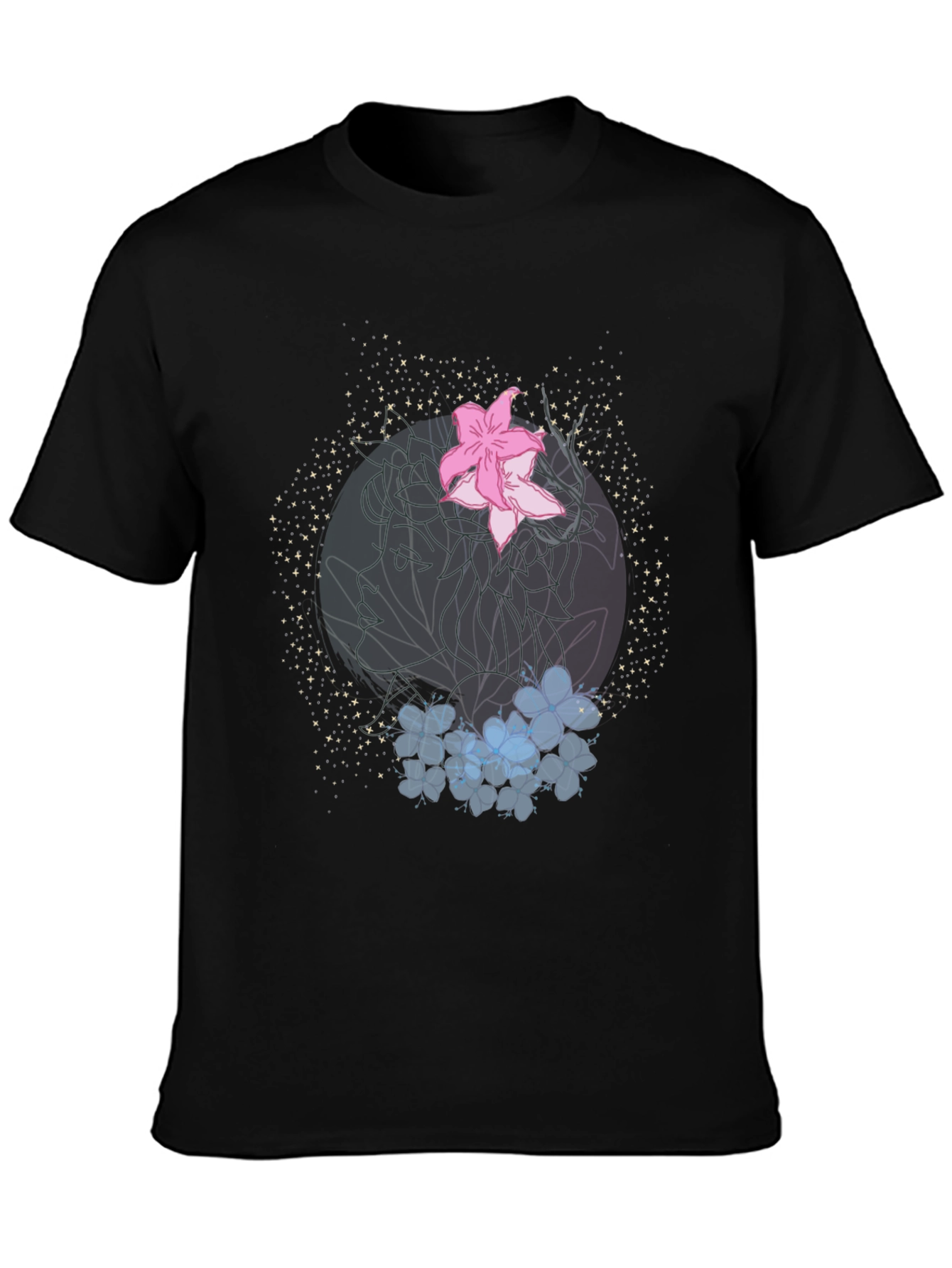 Floral Graphic Print Black T-Shirt