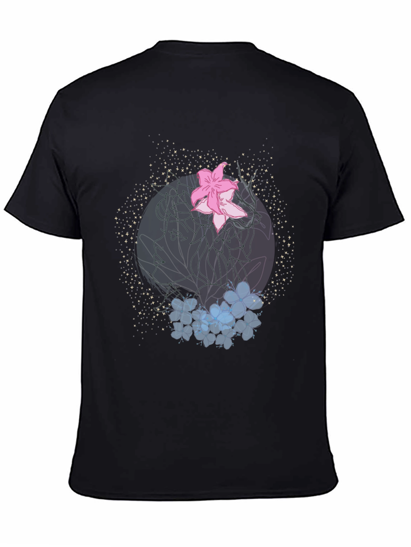 Floral Graphic Print Black T-Shirt