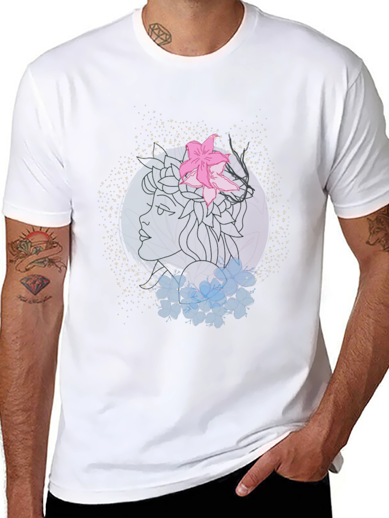 Floral Graphic Print Black T-Shirt