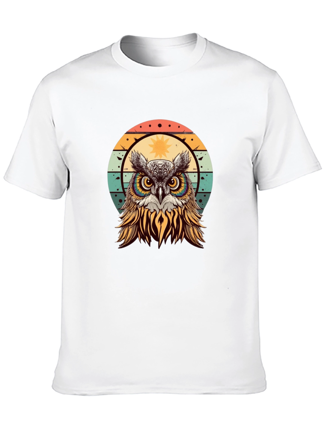 Retro Owl Graphic T-Shirt - Black
