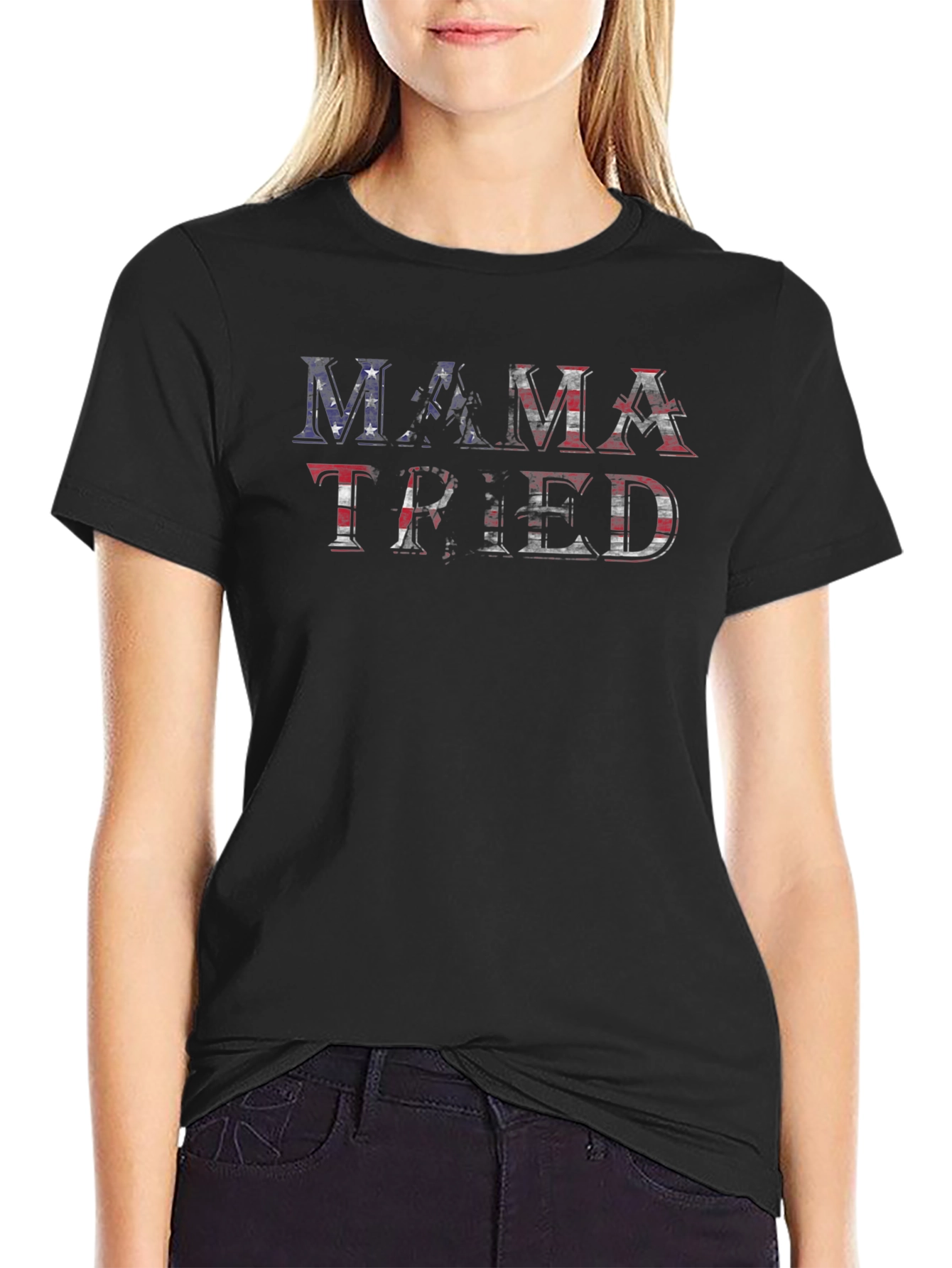 Mama Tried Graphic Tee - Patriotic USA Flag Design