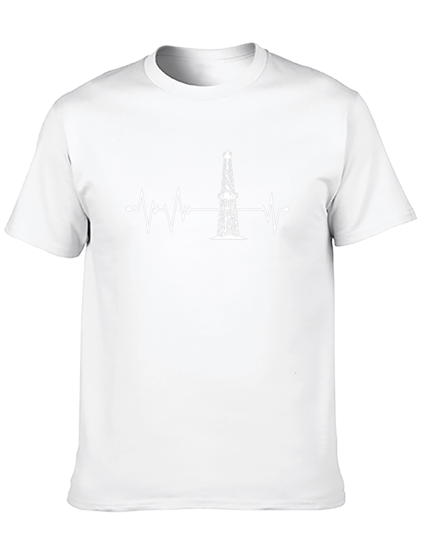 Oil Rig Heartbeat T-Shirt - Black Crew Neck