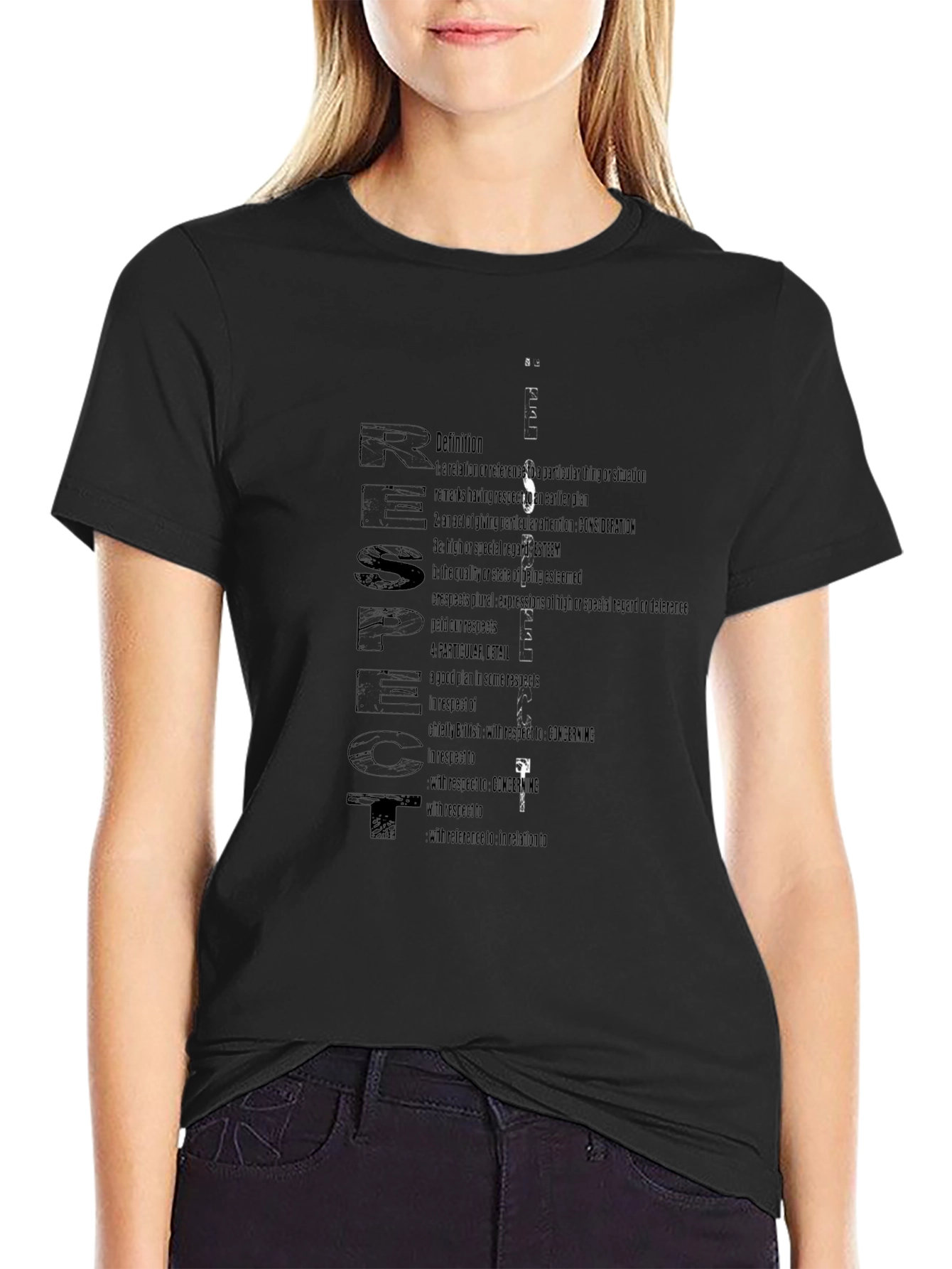 Respect Definition T-Shirt - Black Cotton Blend