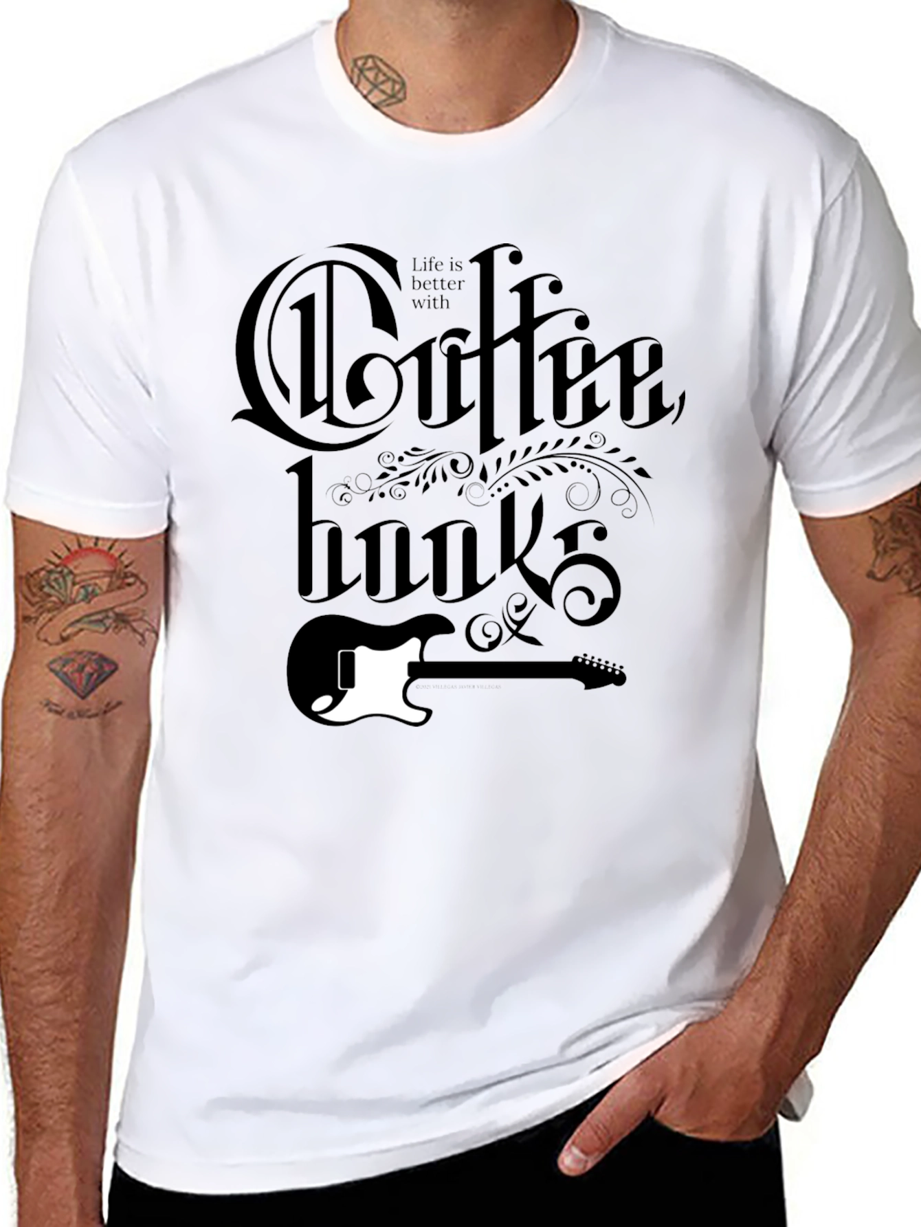 Coffee Hooks T-Shirt - Guitar Lovers Tee