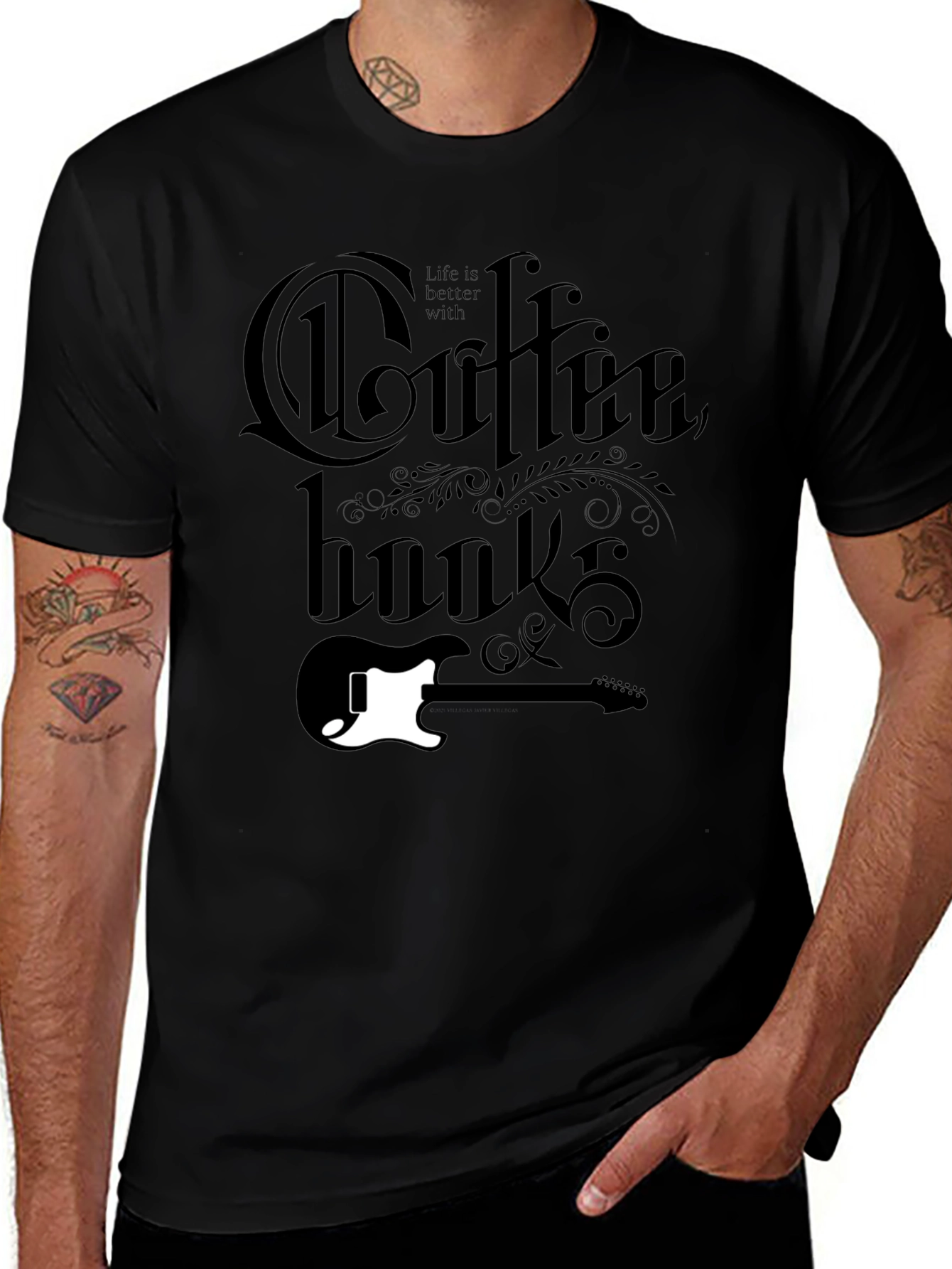Coffee Hooks T-Shirt - Guitar Lovers Tee